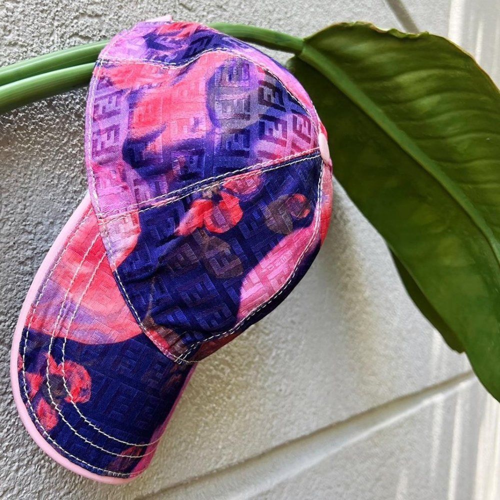 FENDI Rare Water Color Zucca Print Women's Baseball Cap Size M